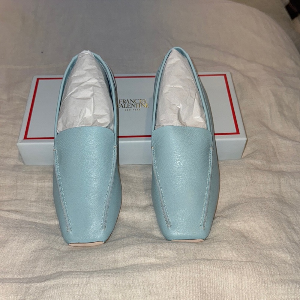 Women's Blue Leather Loafers